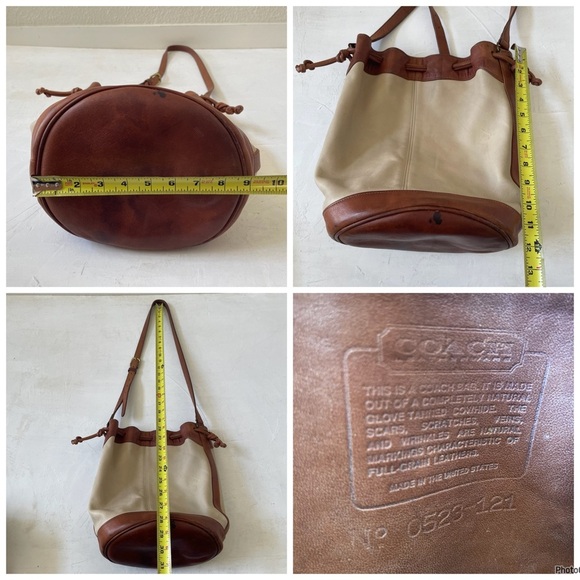 Vintage Coach Spectator Drawstring Duffle Shoulder Bag Brown Cream RARE - Picture 12 of 13